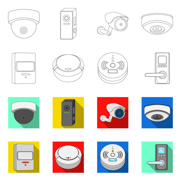 闭路电视和摄像机标志集图片下载