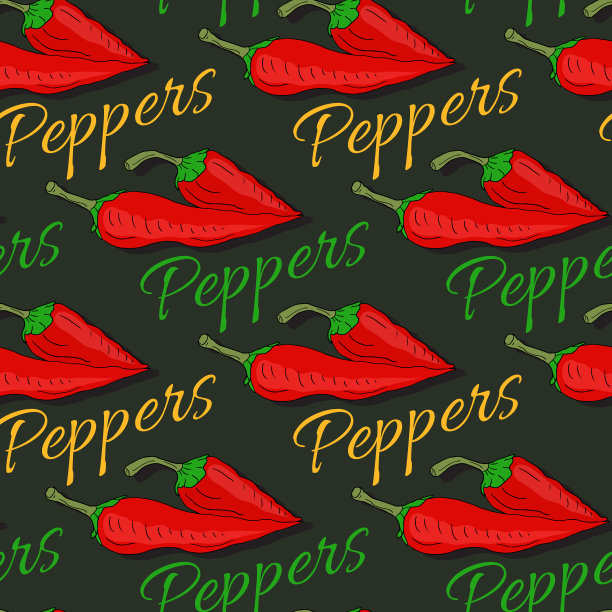 红辣椒无缝黑胡椒图案图片下载