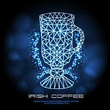 时髦的多边形鸡尾酒爱尔兰咖啡霓虹灯图片下载