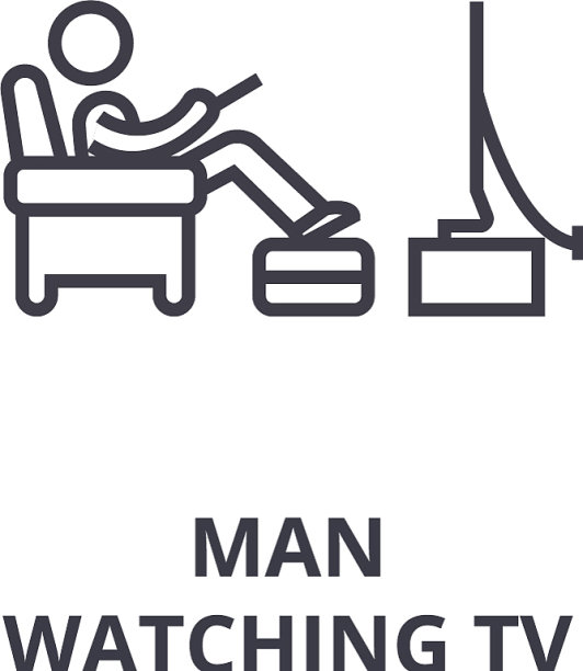 男人看电视细线符号符号符号图片下载