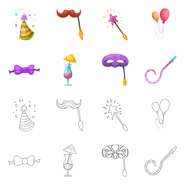 孤立对象的聚会和生日象征集图片下载