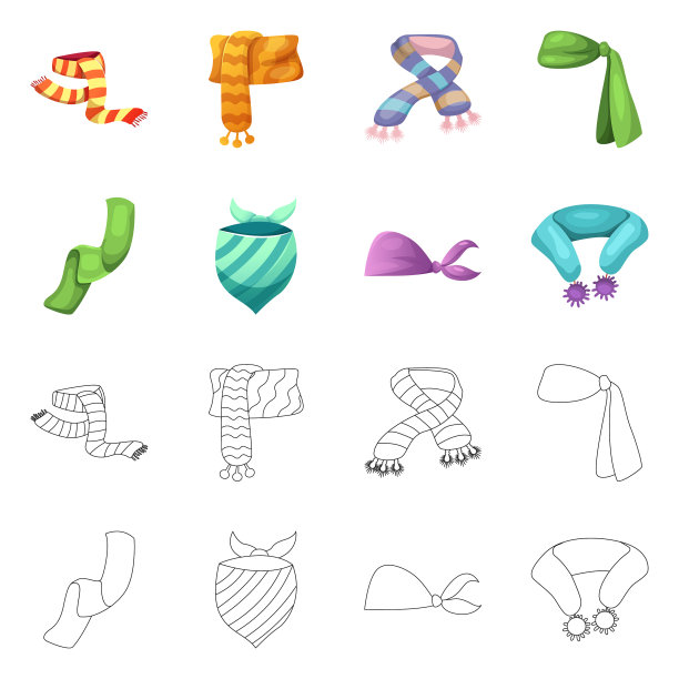 围巾和披肩标志的设计套装图片下载