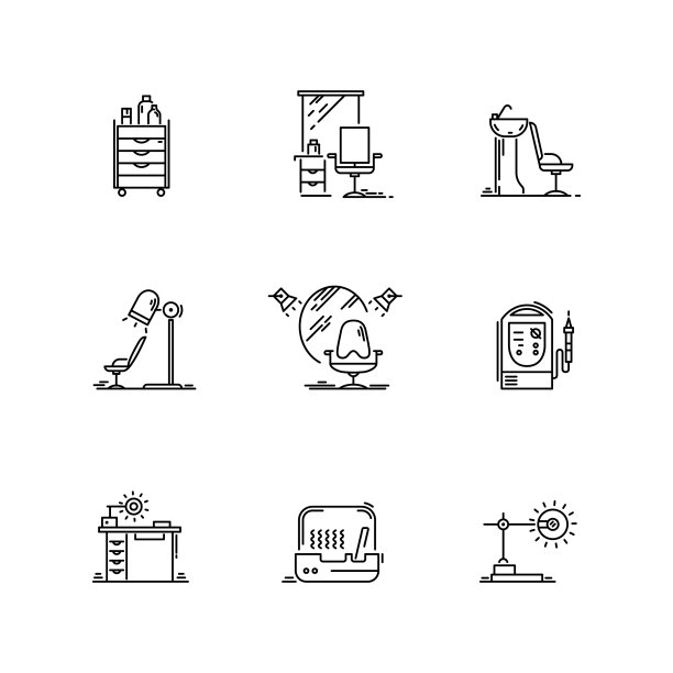 线条图标美容美发设备图片下载