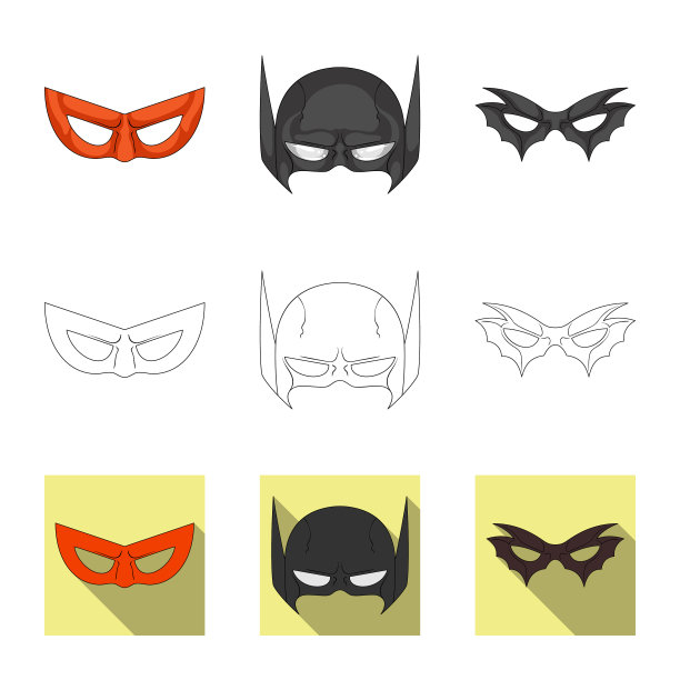 英雄和面具的标志集图片下载