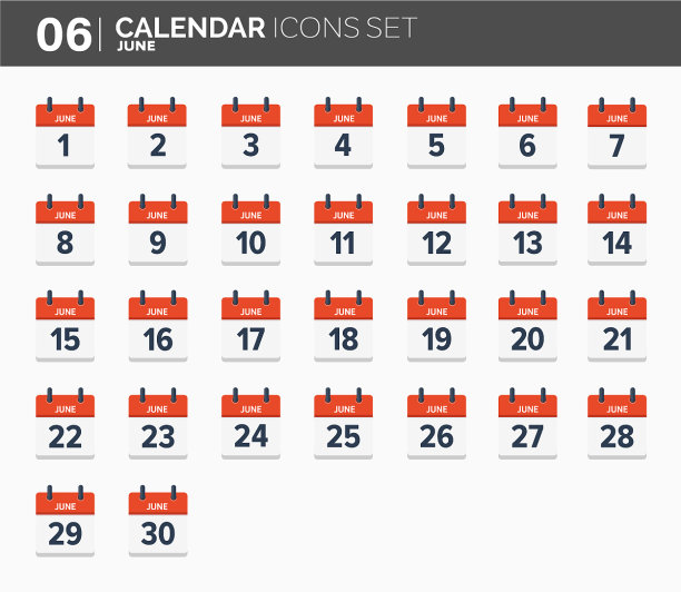 6月日历图标设置日期和时间2018年图片下载