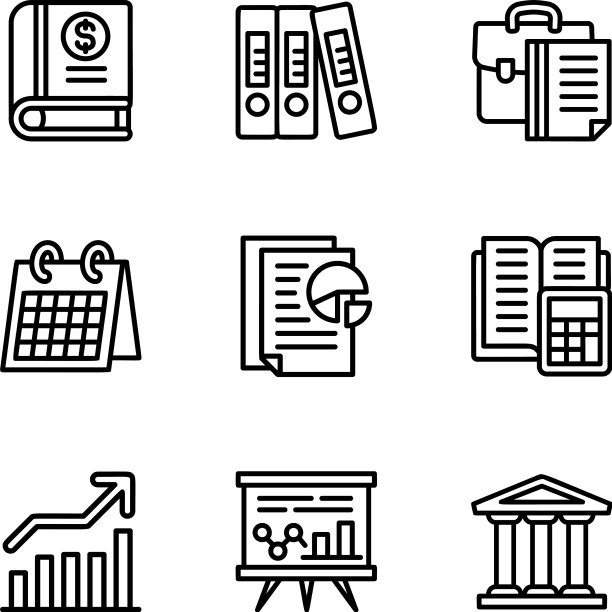 公司图标集描边风格图片下载
