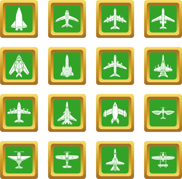 飞机俯视图图标设置绿色方块图片下载