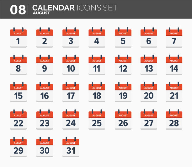 8月日历图标设置日期和时间2018年图片下载