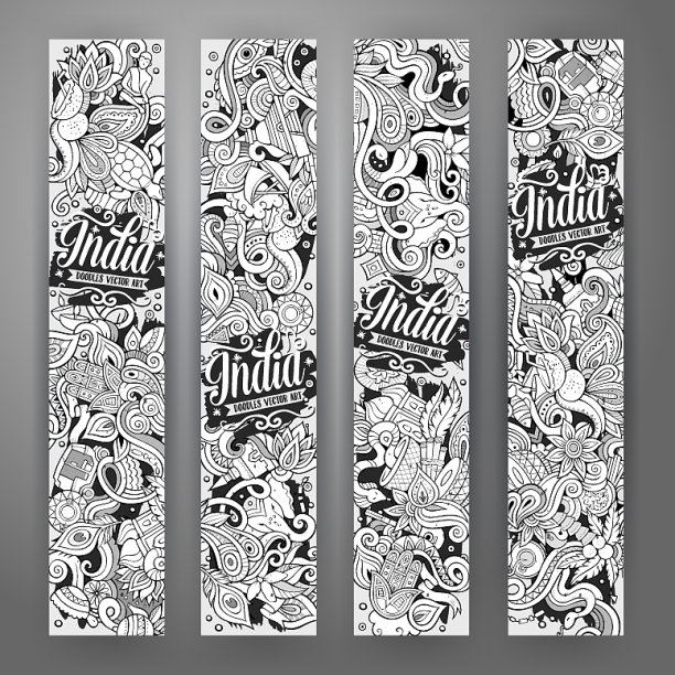 卡通手绘涂鸦印度横幅图片下载