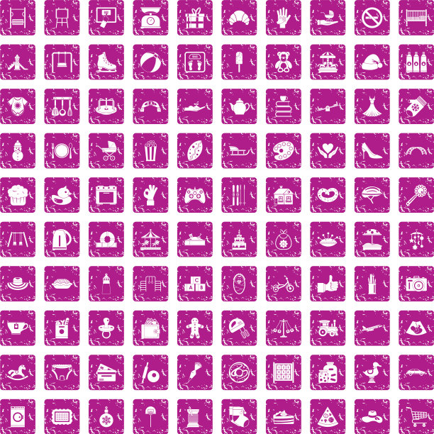 100个母亲和孩子图标设置垃圾摇滚粉图片下载