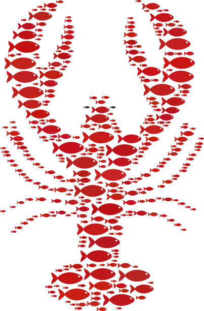 龙虾马赛克的鱼图标图片下载