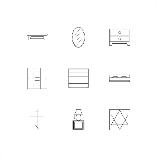 家具轮廓图标集图片下载