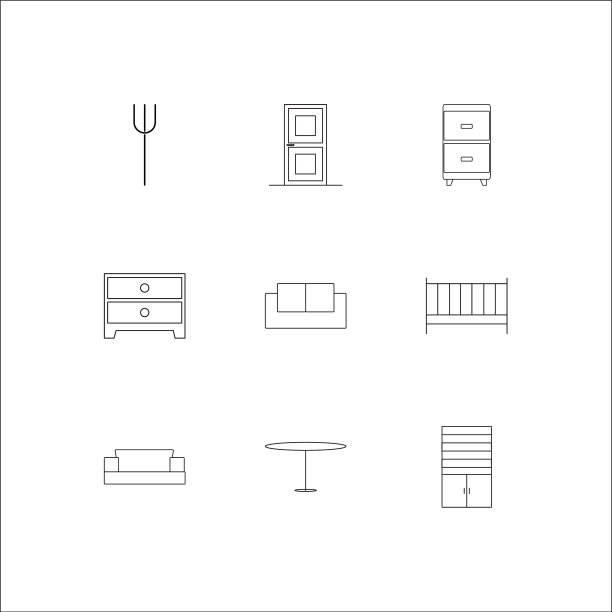 家具轮廓图标集图片下载