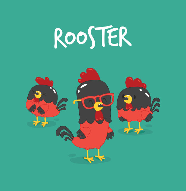 一套有趣的卡通公鸡图片下载