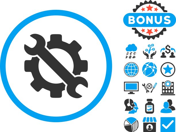 服务工具平面图标与奖金图片下载