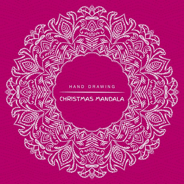 曼荼罗与圣诞装饰元素图片下载