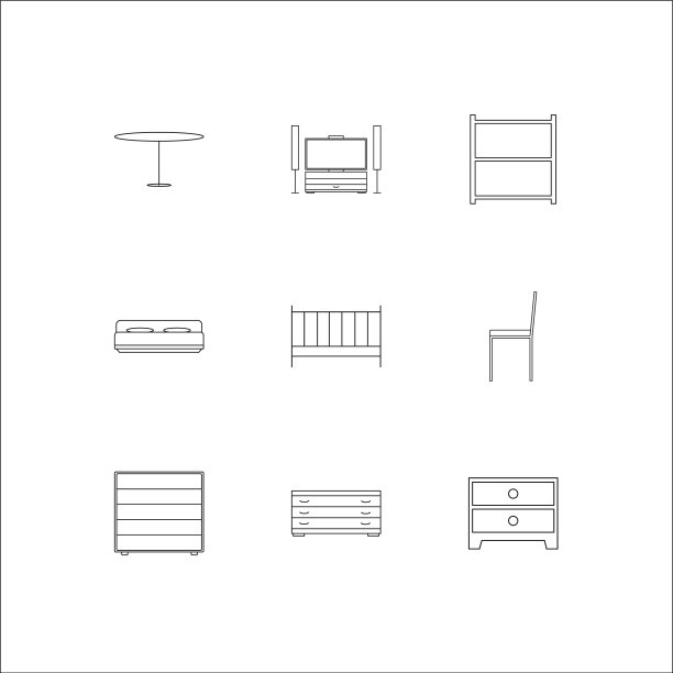 家具轮廓图标集图片下载