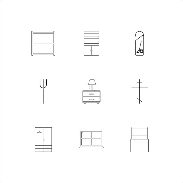 家具轮廓图标集图片下载