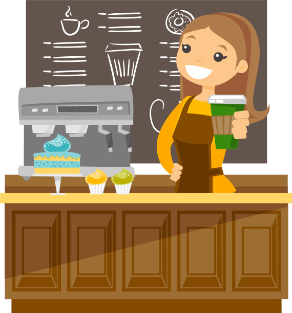 年轻的白人咖啡师正在煮咖啡图片下载