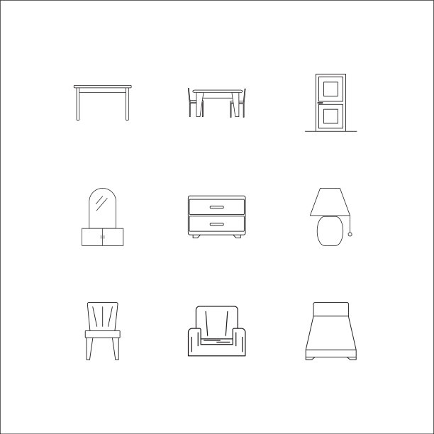 家具轮廓图标集图片下载