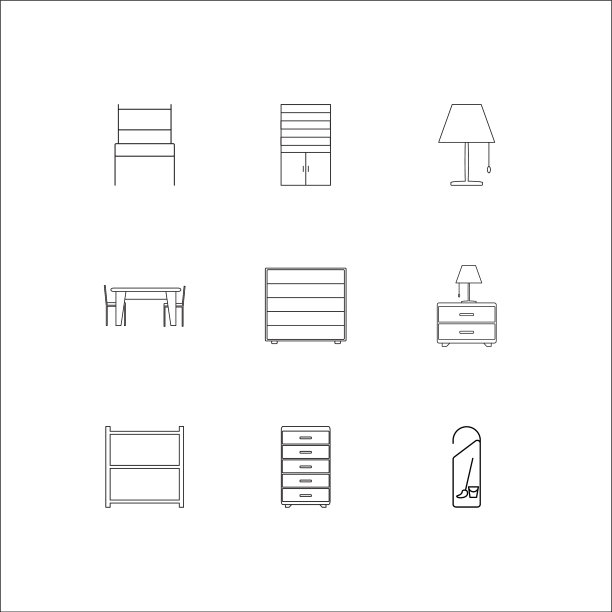 家具轮廓图标集图片下载