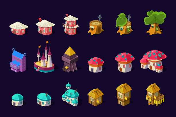 一套可移动的彩色楼房图片下载