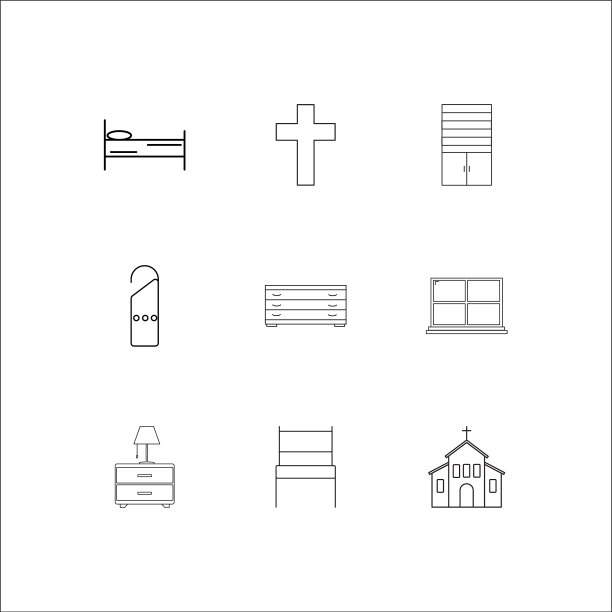 家具轮廓图标集图片下载