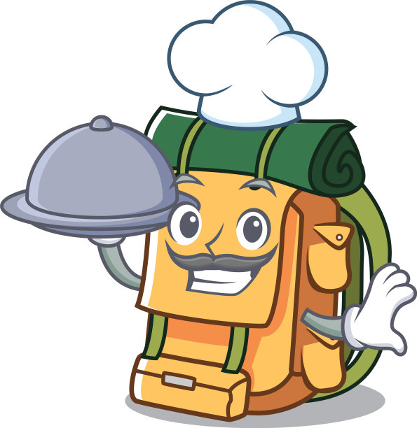 厨师用卡通风格的食物背包吉祥物图片下载