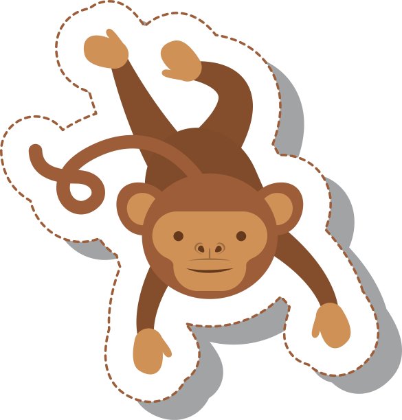有趣的猴子孤立图标图片下载