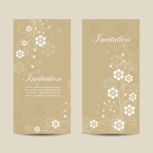 一组带花的垂直横幅图片下载