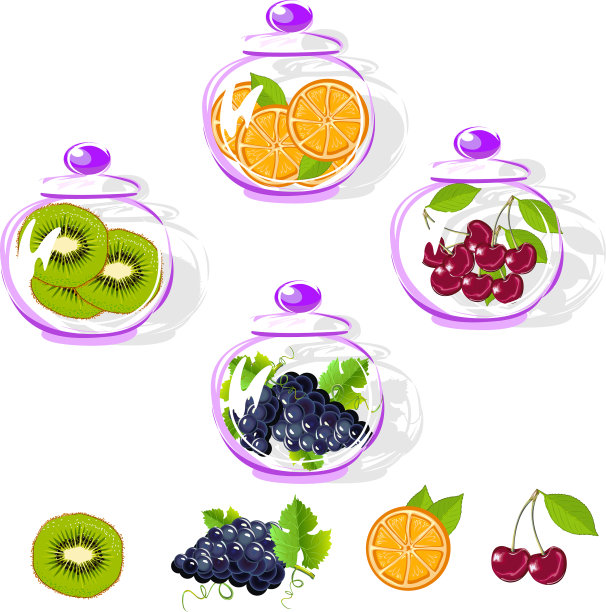 水果放在玻璃罐里图片下载
