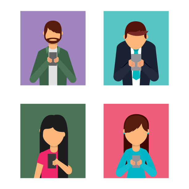 一组使用手机化身的人图片下载