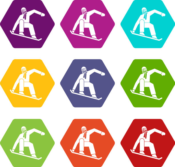 滑雪板图标设置颜色六面体图片下载