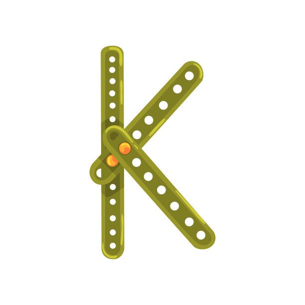 绿色金属结构字母K图片下载