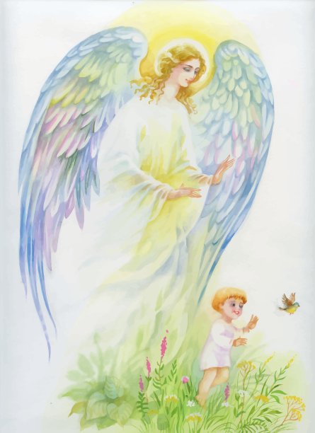 美丽的天使带着翅膀飞过孩子图片下载