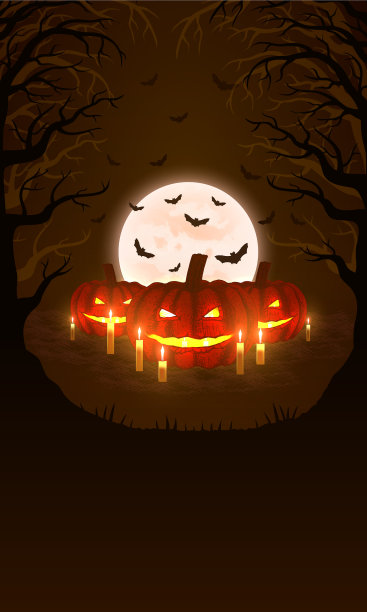 背景有南瓜和可怕的树林图片下载