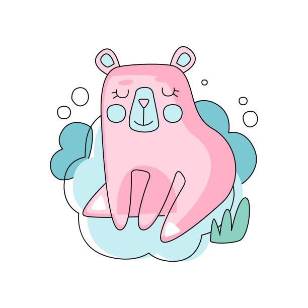 有趣的粉红色和蓝色的卡通熊图片下载