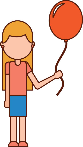 学校快乐的女孩举行气球庆祝图片下载