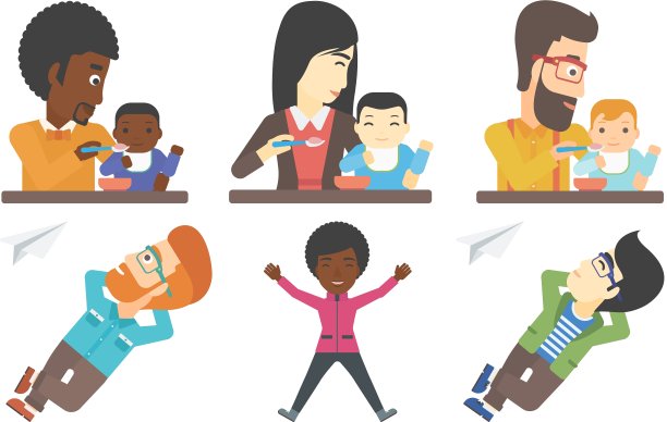 一组家庭和业务字符图片下载