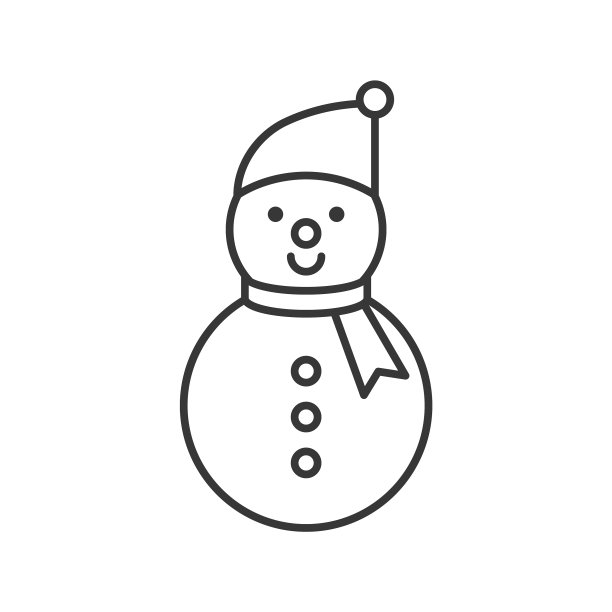 雪人轮廓图标，冬季和圣诞节主题图片下载