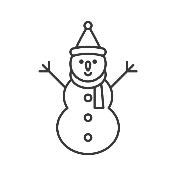 雪人和圣诞老人的帽子轮廓图标冬季和图片下载