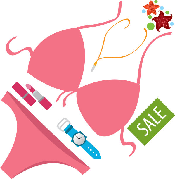 泳装手表配饰口红颜色图片下载