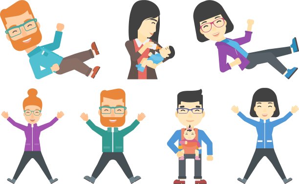 一组家庭和业务字符图片下载