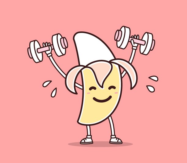 黄色微笑香蕉举哑铃图片下载