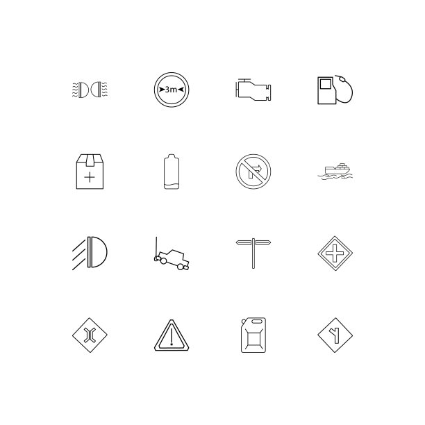 汽车和交通的简单线性图标集图片下载