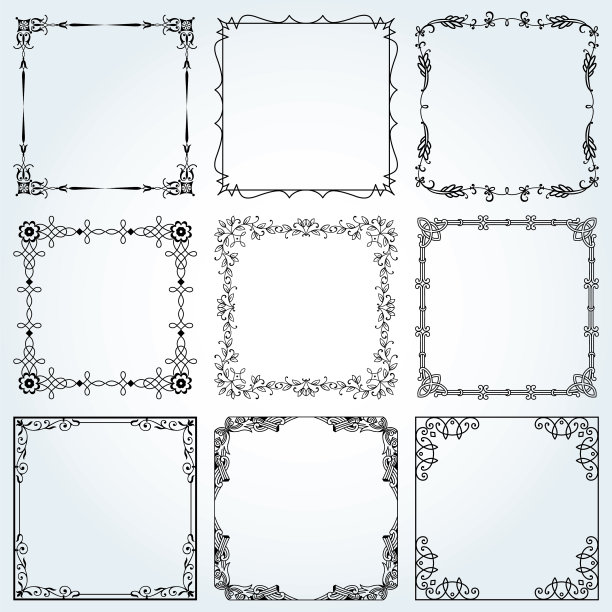 装饰框架和边框方形套装图片下载