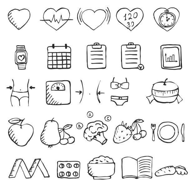 一套手绘饮食图标一套手图片下载