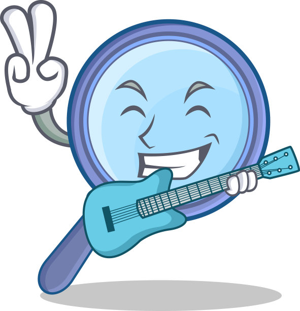 用吉他放大镜塑造卡通人物图片下载