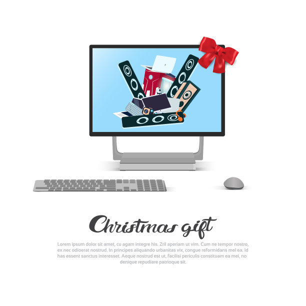 圣诞礼物模板横幅电脑显示器图片下载