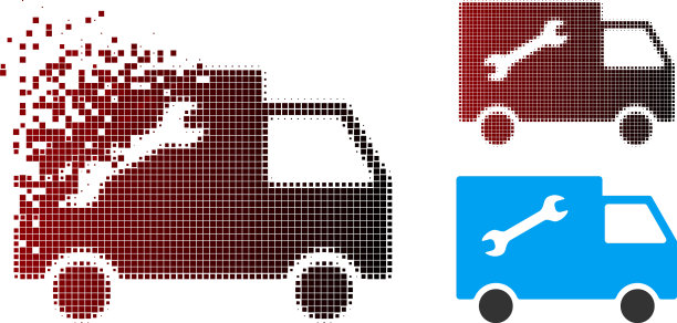 破坏像素半色调修复货车图标图片下载